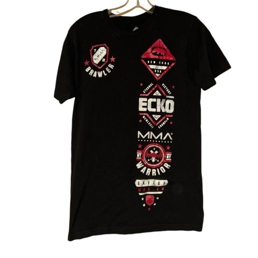 Ecko Unltd Y2K Front Back MMA Graphic Tee Brawler NY Warrior Rhino Mens Medium